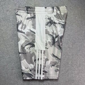 Adidas Athletic Shorts Size Large 14/16 White/Gray Camo White Stripes Aeroready